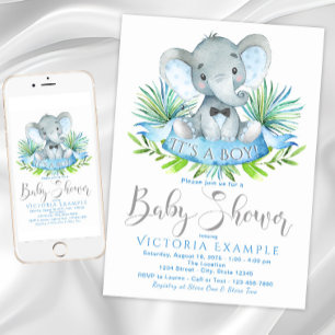Jungen Baby Elefant Baby Shower Einladungen