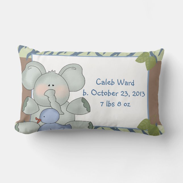 Jungen-Baby-Elefantblaue Zebra-Streifen-Gummi-Ente Lendenkissen (Vorderseite)