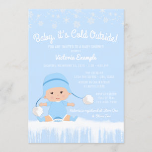 Jungen Baby, es ist kalt draußen Blaue Winter-Baby Einladung