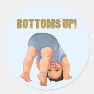 Jungen-Baby-Party 'Bottoms Up' Runder Aufkleber