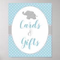 Jungen-Baby-Party Elefant Blau Karten & Geschenke 