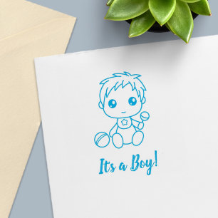 Jungen-Baby-Party Geschlechtsenthüllung Permastempel