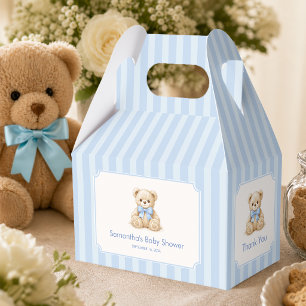 Jungen-Baby-Party-Teddybär Blaue Streifen Danke Geschenkschachtel