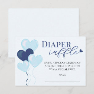 Jungen-Baby-Party-Windel-Raffle Blue Hearts Begleitkarte