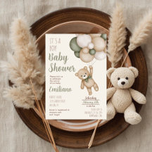 Jungen-Baby-Shower-Einladung mit Teddybär
