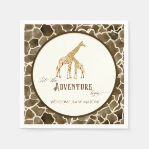Jungen-Babyparty-Aquarell-Giraffen-Mutter und Baby Serviette