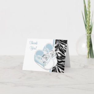 Jungen Babyschuhe Blau Zebra Dankeskarten Dankeskarte