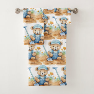 Jungen-Badehandtuch-Set   Blaue Teddybären   Badez Badhandtuch Set