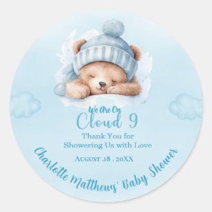 Jungen Bären Bär Cloud Nine 9 Babyparty Runder Aufkleber