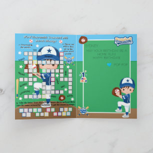 Jungen Baseball-Geheimnachricht Alles Gute zum Geb Karte