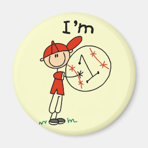 Jungen Baseball Ich bin 1 T-Shirts und Geschenke Magnet