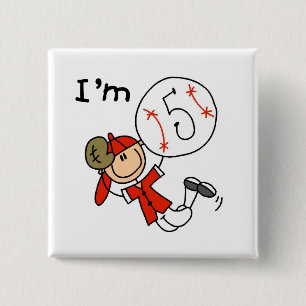 Jungen-Baseball Ich bin 5 T-Shirts und Geschenke Button