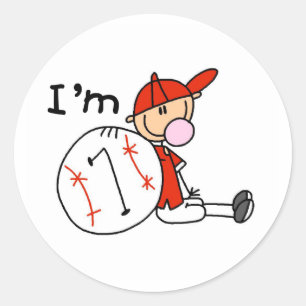 Jungen-Baseball Ich bin 7 Runder Aufkleber