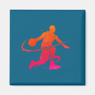 Jungen Basketballspieler Trainer Dribbling Magnet