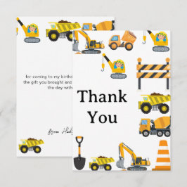 Jungen Bau Geburtstagsfeier Thema Dankeskarte