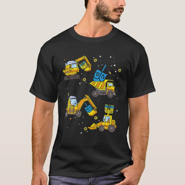 Jungen Baufahrzeug Hanukkah Jüdische Jungen T-Shirt (Vorderseite)