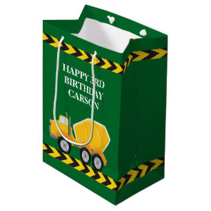 Jungen Birthday Green Cement Mixer Truck Custom Mittlere Geschenktüte