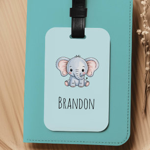 Jungen Blau Süßer Elefant Kinder Gepäckanhänger