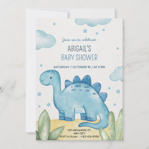 Jungen Blaue Dinosaurier Baby Shower Einladung