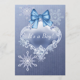 Jungen Blaue Schneeflocke Winter Wonderland Babypa Einladung