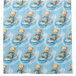 Jungen Blaues Teddybär Duschvorhänge Duschvorhang