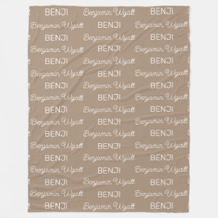 Jungen Braun Personalisierte Schrift Name Fleecedecke