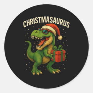 Jungen Christmasaurus Weihnachten Dinosaurier Dino Runder Aufkleber