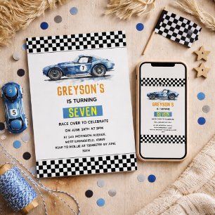 Jungen Coole Blaue Rennwagen Kinder Geburtstag Einladung