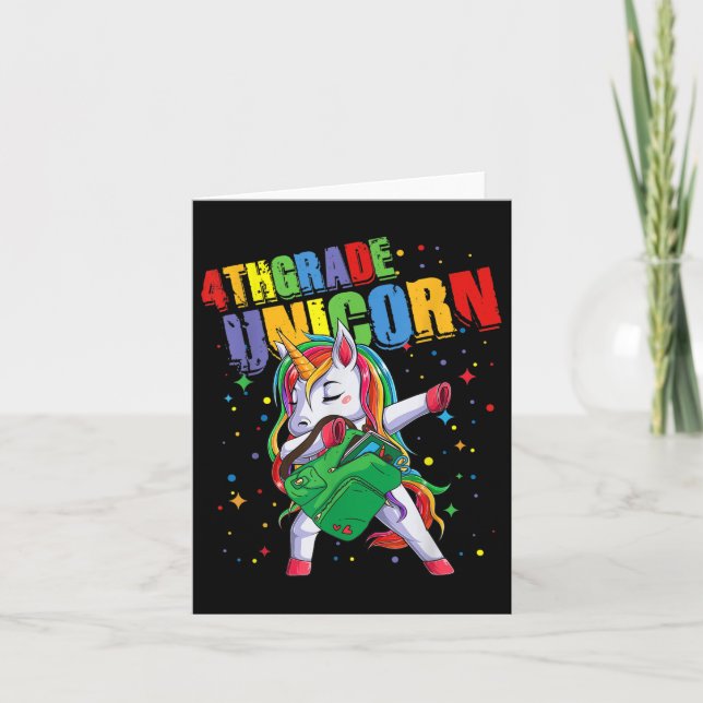 Jungen der vierten Klasse Einhorn Mädchen Jungen K Karte (Vorderseite)