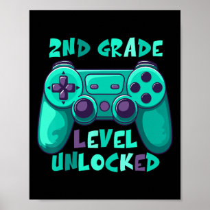 Jungen der zweiten Klasse Gamer Level CK bis Schul Poster