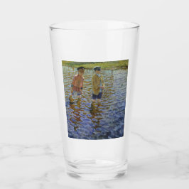 Jungen, die im Fluss fischen (Vintage Angler) Glas