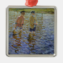 Jungen, die im Fluss fischen (Vintage Angler)