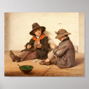 Jungen, die Karten spielen   Antonio Ermolao Paole Poster