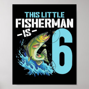 Jungen, die Shirt zum Geburtstag fischen 6 Jahre a Poster