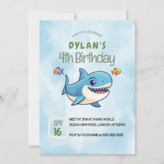 Jungen, die zum Geburtstag unter Meereshai Niedlic Einladung