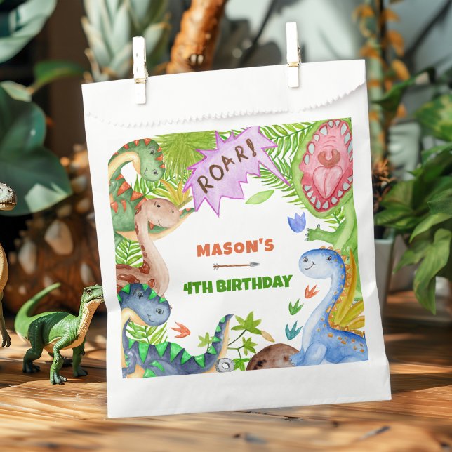 Jungen-Dinosaurier 4. Geburtstagseinladung Geschenktütchen (Von Creator hochgeladen)