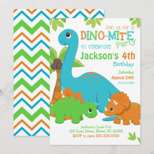 Jungen-Dinosaurier-Geburtstags-Einladung / Dino-Pa Einladung