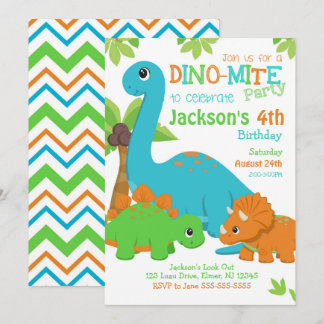 Jungen-Dinosaurier-Geburtstags-Einladung / Dino-Pa Einladung