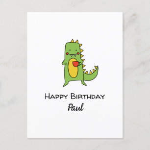 Jungen Dinosaurier zum Geburtstag Gastgeschenk-Kar Postkarte