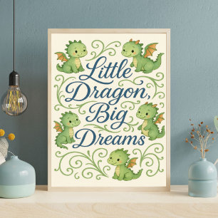 Jungen Drachen-Kinderzimmer Kleiner Drache Große T Poster