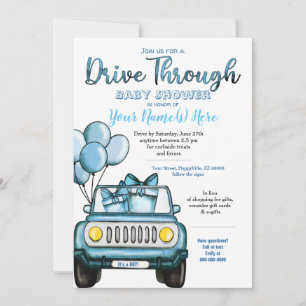 Jungen Drive-Through-Baby-Party Blaue Karte
