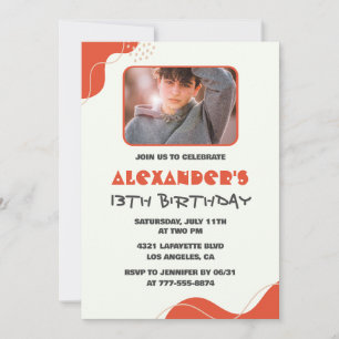 Jungen-Einladungen zum 13. Geburtstag Modern Foto  Einladung
