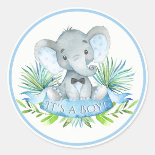 Jungen-Elefanten-Baby-Party-Aufkleber Runder Aufkleber