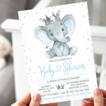 Jungen-Elefanten-Prinz-Baby-Shower-Einladung