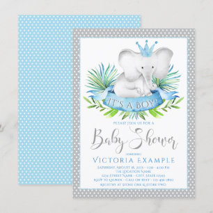 Jungen-Elefanten-Prinz-Baby-Shower-Einladungen Einladung