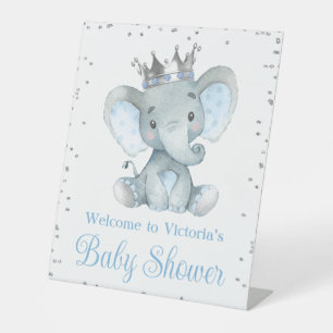 Jungen-Elefanten-Prinz-Baby-Shower-Willkommens-Tis Sockelschild