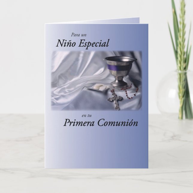 Jungen-erste heilige Kommunion auf spanisch Karte (Vorderseite)