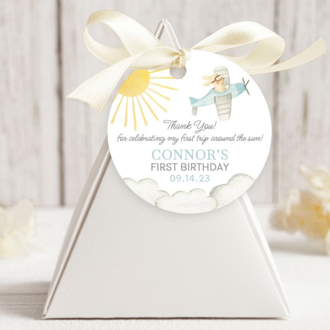 Jungen Erste Reise um das Sun Flugzeug 1. Geburtst Geschenkanhänger (Von Creator hochgeladen)