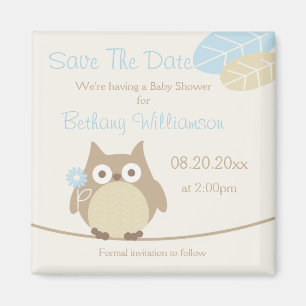 Jungen-Eulen-Baby-Dusche Save the Date Magnet