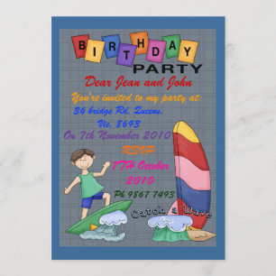 Jungen fangen eine Welle Einladung